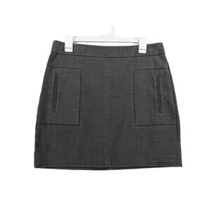 Loft Straight Pencil Skirt 8 Gray Micro Back Zip Slit Pockets Office Formal Work